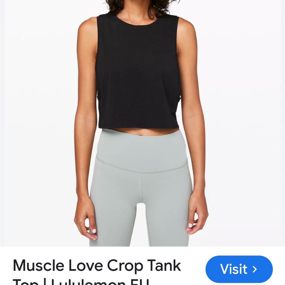 lululemon athletica Black Muscle Love Crop Tank Top